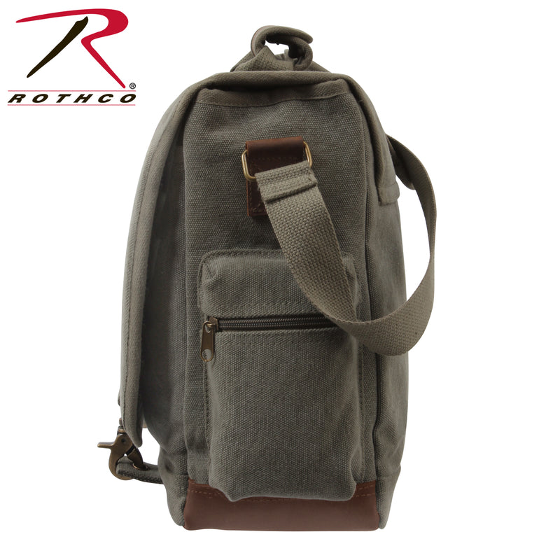 Rothco Vintage Canvas Pathfinder Laptop Bag With Leather Accents